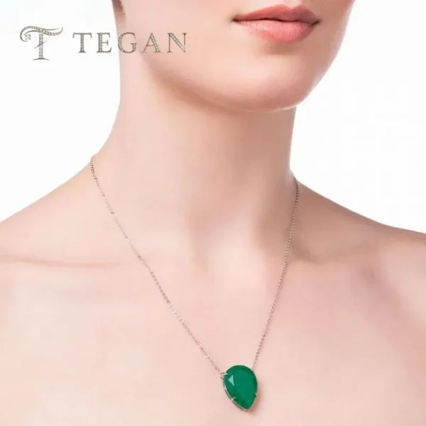 PLATINUM GREEN DROPLET NECKLACE