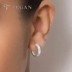 SILVER 925 STUDDED SMALL HOOP EARRINGS