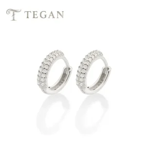 SILVER 925 STUDDED SMALL HOOP EARRINGS